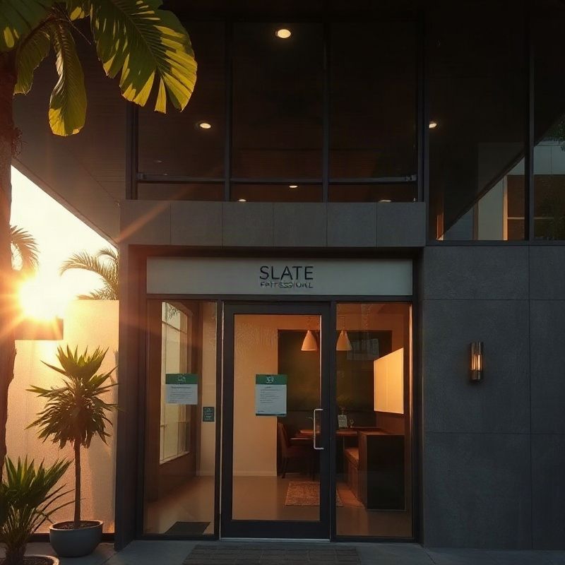 Entrada discreta do escritório Sparkzswift no Batel, Curitiba